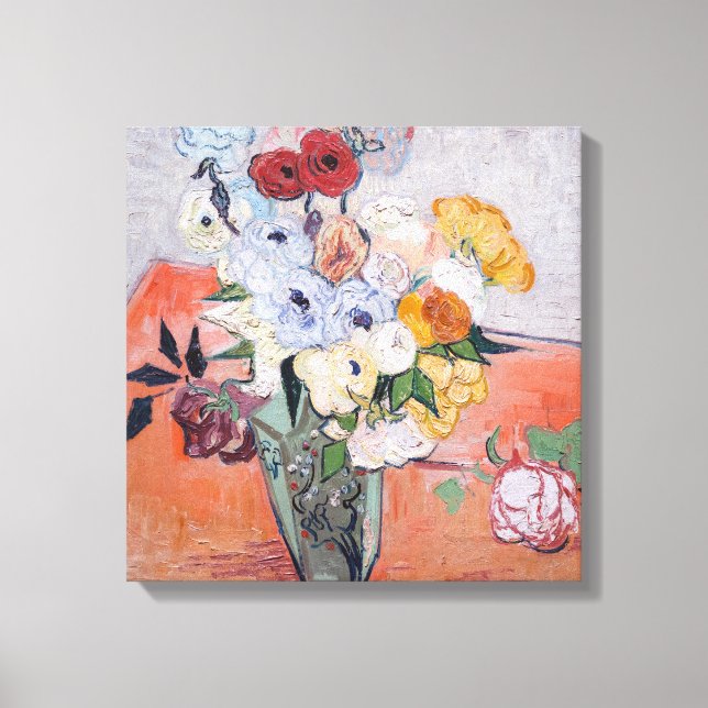Toile Vincent van Gogh - Vase avec Roses et anémones (Recto)