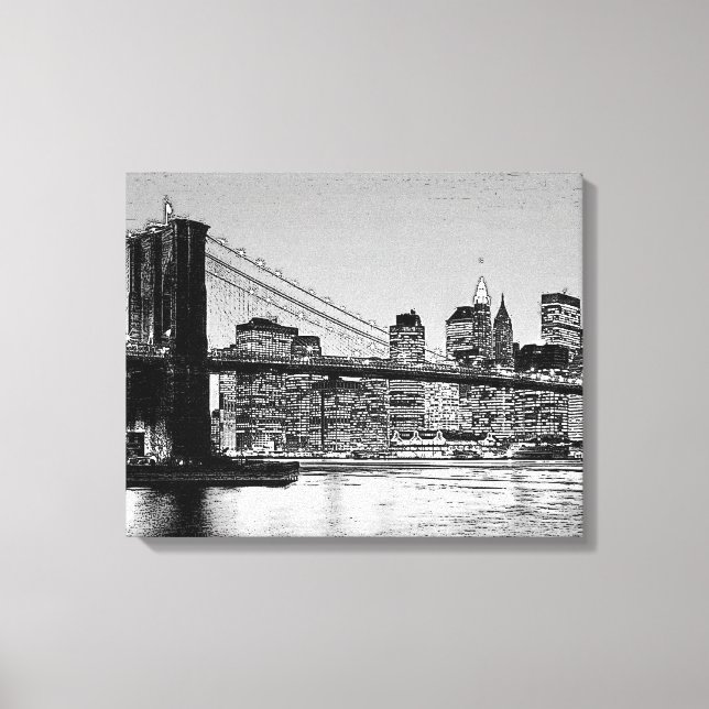 Toile Vintage Black & White Brooklyn Bridge (Recto)