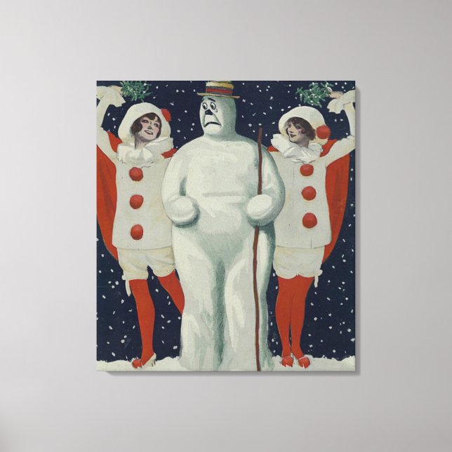 Toile Vintage Christmas Snowman et Ladies (Recto)