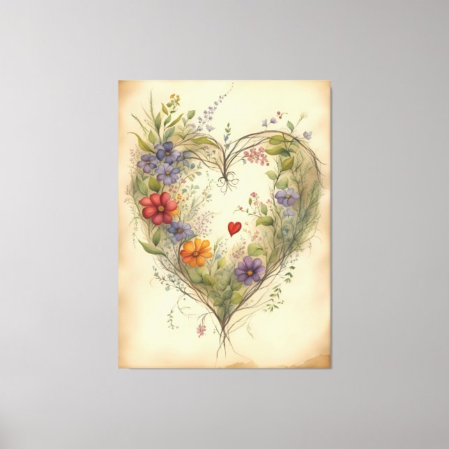 Toile Vintage coeur floral (Recto)