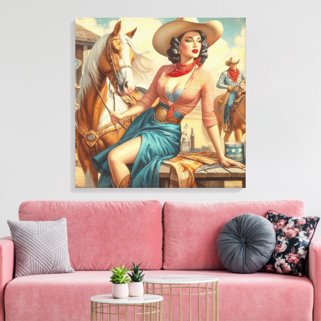 Toile Vintage Cowgirl (Insitu(Salon))