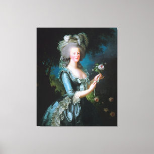 Toile Vintage Dame Marie Antoinette Avec Rose Rose