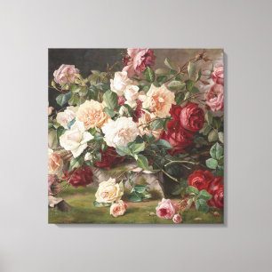 Toile Vintage E. Hariel Rose Nature morte