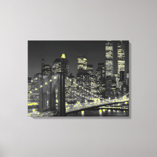 Toile Vintage Gris Jaune New York City Enveloppé Canvas