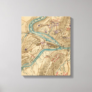 Toile Vintage Harpers Ferry Civil War Map (1862)
