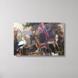 Toile Vintage Jakob Bogdani Oiseaux et cerfs dans un pay