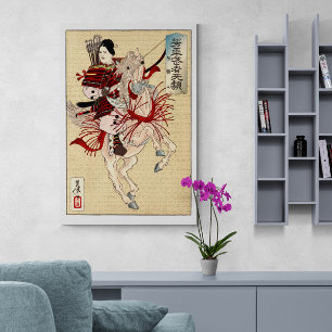 Toile Vintage japonais Ukiyo-e Art La guerrière féminine