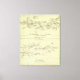 Toile Vintage Map of The Virgin Islands