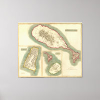 Vintage Map of Various Islands of the Caribbean