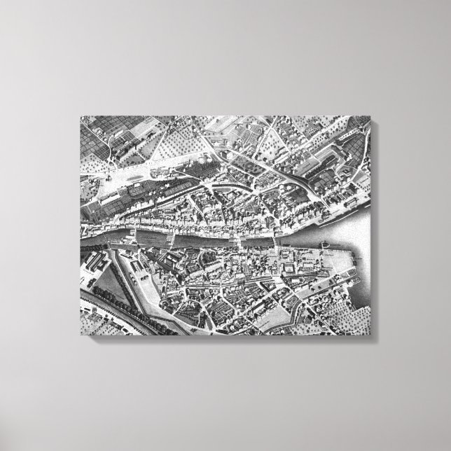 Toile Vintage Map of Zurich Switzerland (Recto)