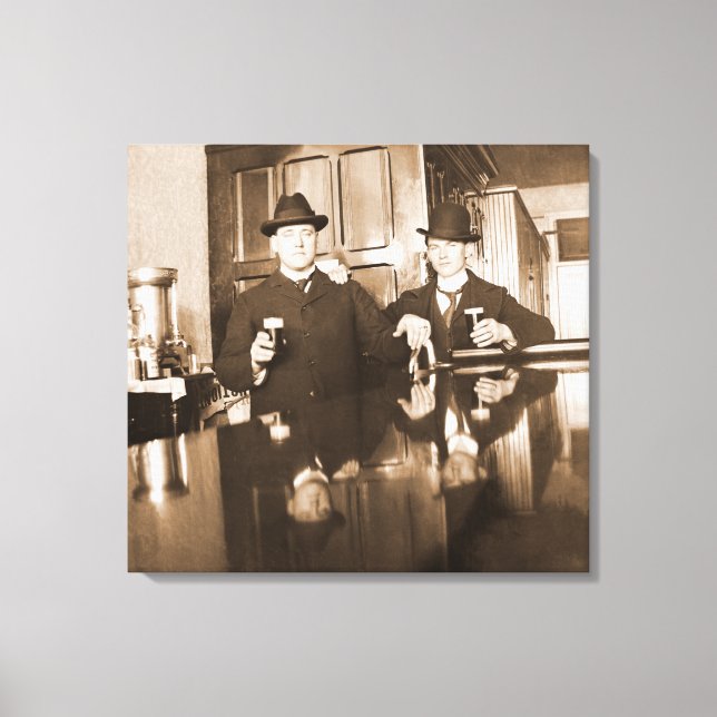 Toile Vintage Men Drinking Beer (Recto)