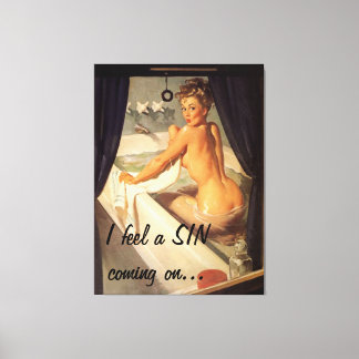 Toile Vintage Naughty Dirty Pin Up Girl Canvas
