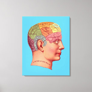 Toile Vintage Phrenologie Chef Mineur Carte du cerveau