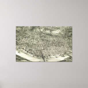Toile Vintage Pictorial Map of Cincinnati