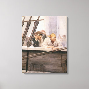 Toile Vintage Pirates Brig Covenant dans un brouillard p