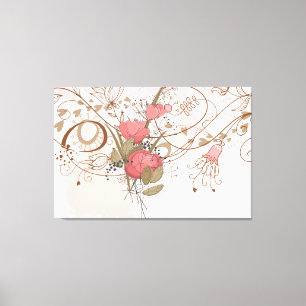 Toile Vintage rose lin à motifs floraux