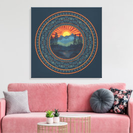 Toile Vintage Sunset Dot Mandala Canvas