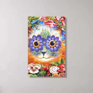 Toile vintage Wain Flower Cat Art Enveloppé