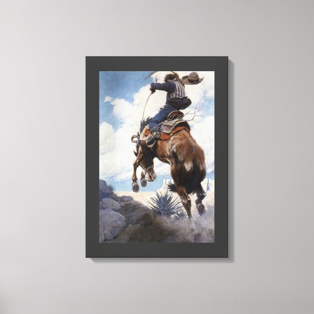 Toile Vintage Western Cowboys, Bucking par NC Wyeth (Recto)