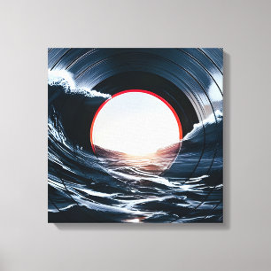Toile Vinyle Vintage Surf Vague Océan Musique Rétro
