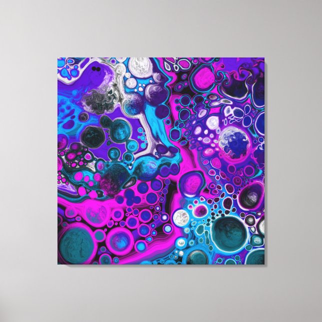 Toile Violet, bleu moderne Abstrait Fluid Art Cellule de (Recto)