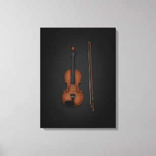 Toile Violon & Bow côte à côte sur 18x24 Noir
