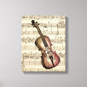 Toile Violon vintage et Partition