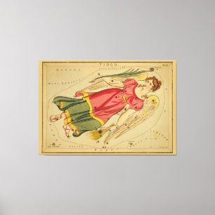 Toile Virgo - Symbole Vintage de l'image Zodiac