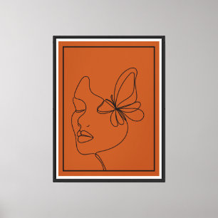 Toile Visage Abstrait avec ligne papillon - Mini