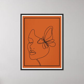 Toile Visage Abstrait avec ligne papillon - Mini