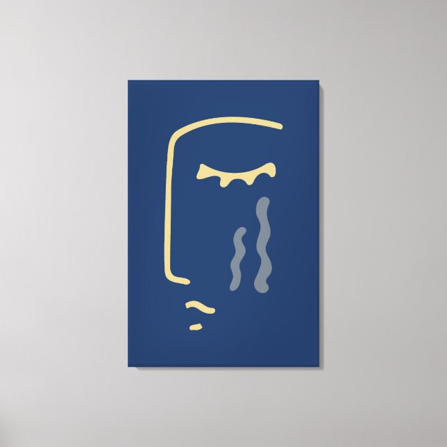 Toile Visage Abstrait moderne en bleu (Recto)