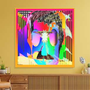 Toile Visage arc-en-ciel portant des lentilles violettes
