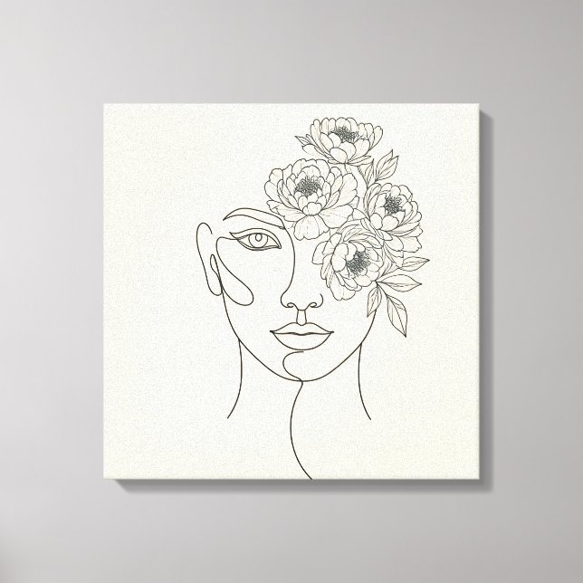 Toile Visage avec fleurs en floraison (Recto)