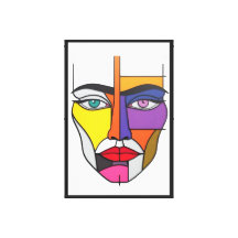 Visage Géométrique Abstrait : Pop Art Cubiste Colo