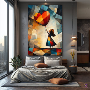 Toile Vision Cubiste Moderne de Fille au Ballon