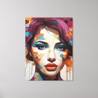 Toile Visions Brisées : Portrait Abstrait de Femme