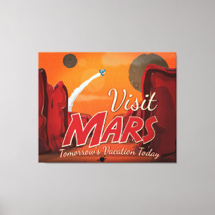 Toile Visite du Poster vintage Mars