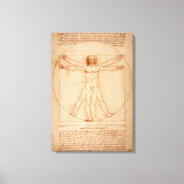 Toile Vitruvian Homme par Leonardo da Vinci (Recto)