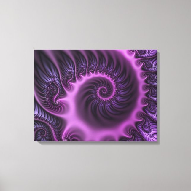 Toile Vivid Cool Abstrait rose violet fractal Triptyque (Recto)