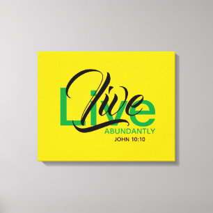 Toile VIVRE ABONDAMMENT Bible Écriture chrétienne Jamaïq