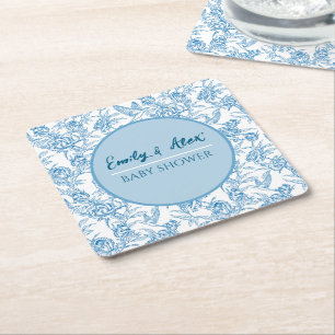 Toile Vogel und Blumenkohl Individuelle Name Babyd Rechteckiger Pappuntersetzer