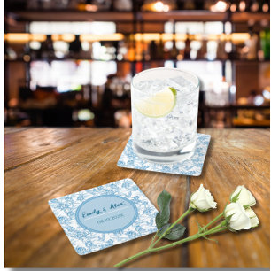 Toile Vogel und Blumenkohl Individuelle Name Babyd Rechteckiger Pappuntersetzer