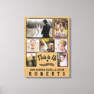 Toile Voici Us Burlap Farmhouse 7 Family Photo Collage