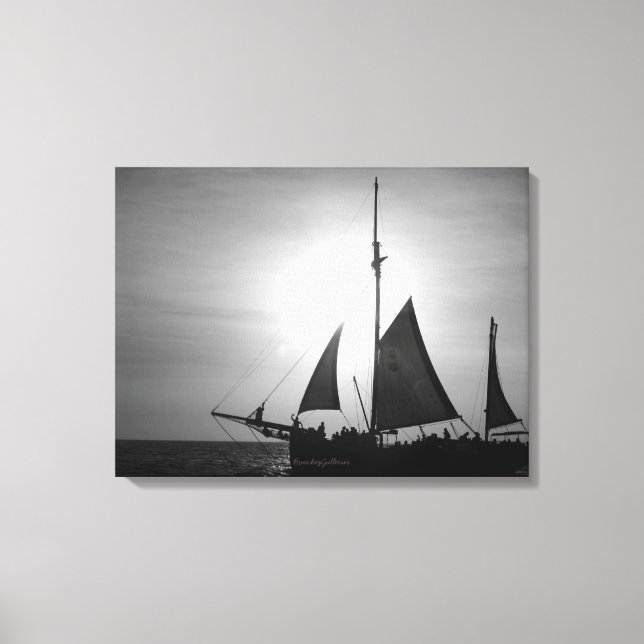 Toile Voile Aruba Dusk en noir et blanc (Paysage) (Recto)