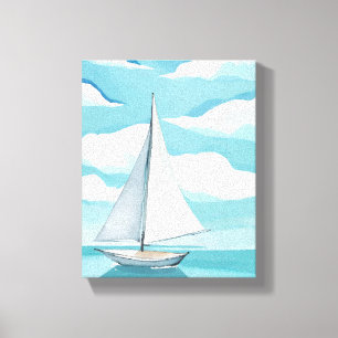 Toile Voile dans le bleu   Vagues d'océan aqua à l'aquar