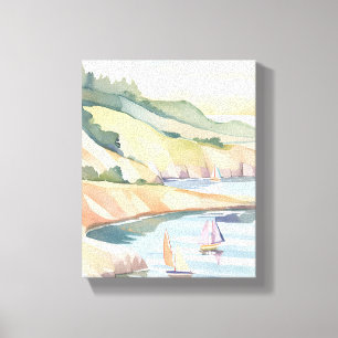 Toile Voile Rivage   Aquarelle de l'océan de Rhode Islan
