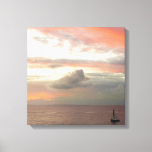 Toile Voilier au coucher du soleil Beau paysage marin ro