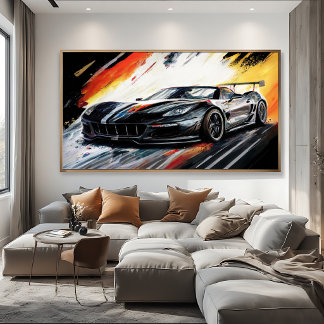 Toile Voiture de course noire dynamique Abstrait pictura