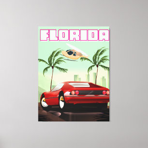 Toile voiture de sport rétro rouge Floride