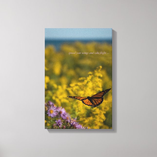 Toile Vol de papillon monarque Fleur sauvage Meadow Lake (Recto)